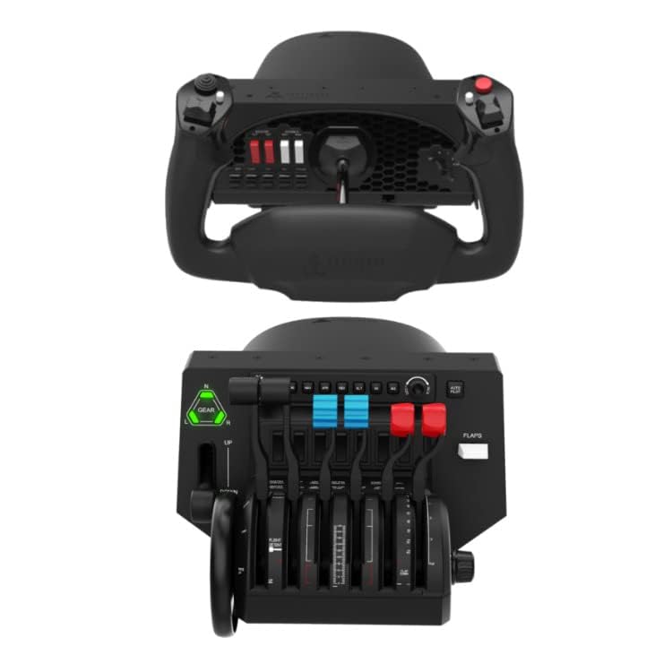 Honeycomb Alpha Yoke and Bravo Throttle Quadrant Bundle (2 Items) | 180 Degree Rotation, Steel Shaft and Dual Linear Bearings, Damped Self-Centering, Bravo: 6 Levers, Autopilot Panel