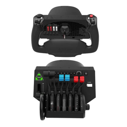 Honeycomb Alpha Yoke and Bravo Throttle Quadrant Bundle (2 Items) | 180 Degree Rotation, Steel Shaft and Dual Linear Bearings, Damped Self-Centering, Bravo: 6 Levers, Autopilot Panel