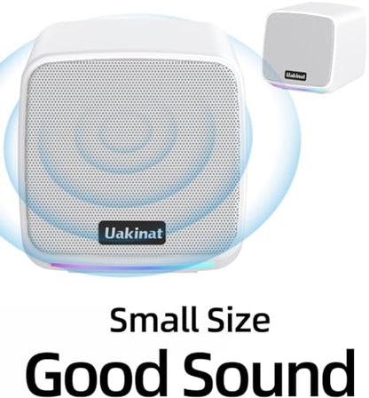 Uakinat Computer Speakers for Desktop PC, USB Powered 3.5mm Aux Speaker for PC, Laptop, Tablet, Phone, Plug and Play with Volume Control, White