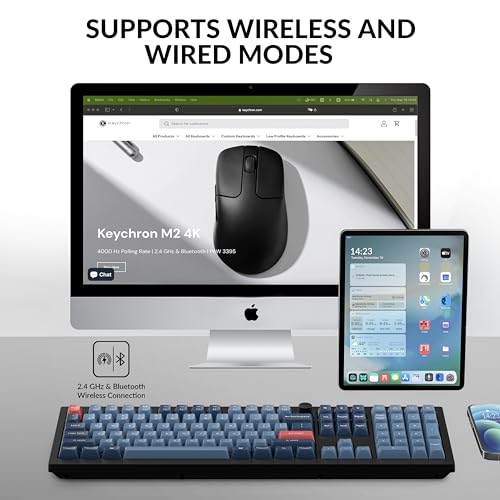 Keychron V6 Max Wireless Custom Mechanical Keyboard, 2.4 GHz Bluetooth QMK Full-Size Layout RGB with Hot-swappable Gateron Red Switch Compatible with Mac Windows Linux - color: Hot-swap Gateron Jupiter Red Switch