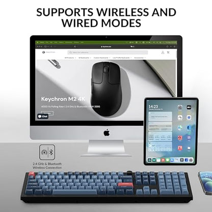 Keychron V6 Max Wireless Custom Mechanical Keyboard, 2.4 GHz Bluetooth QMK Full-Size Layout RGB with Hot-swappable Gateron Red Switch Compatible with Mac Windows Linux - color: Hot-swap Gateron Jupiter Red Switch