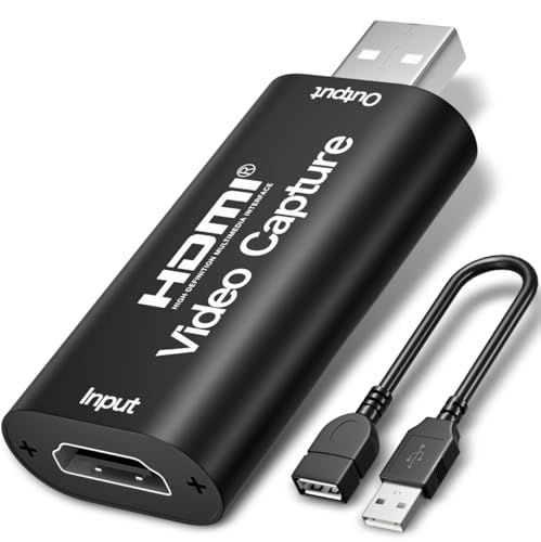 4K HDMI Video Capture Card USB 2.0 1080P for Streaming, Live Broadcast, Video Conferencing, Teaching and Gaming, with Extension Cord