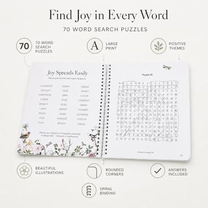 Large Print Word Search Book for Adults - 70 Relaxing & Easy to Read Puzzles for Seniors with Positive Healing Themes - The Perfect Stress-Relieving Brain Game Gift for Mom & Dad
