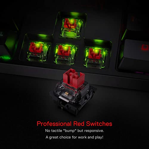 Redragon K582 Wired RGB Mechanical Gaming Keyboard, 104-Key Standard Layout | 16.8M Color Immersive eSports Lighting Vibe, N-Key Rollover for Accurate Combos, 50M-Keystroke Durability, Customize Software - color: Black