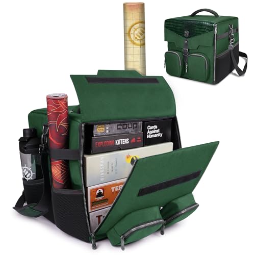 ENHANCE Board Game Shoulder Bag - Collector's Edition Board Game Storage with Shoulder Strap and Accessories Pockets for Dice, Cards, More - Reinforced Carrier Protects Tabletop Games (Dragon Green) - color: Dragon Green