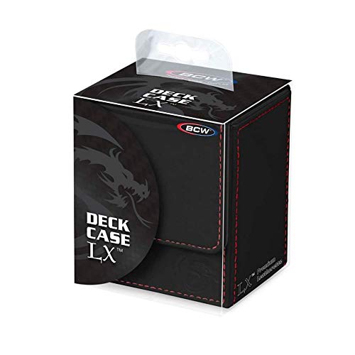 BCW Card Deck Case for MTG Card Storage Box - 2 Pack - Fits Pokemon, Star Wars Cards & other Trading Cards, Black Premium Leatherette w/Magnetic Closure - Holds 160 Cards Total (80 cards each)