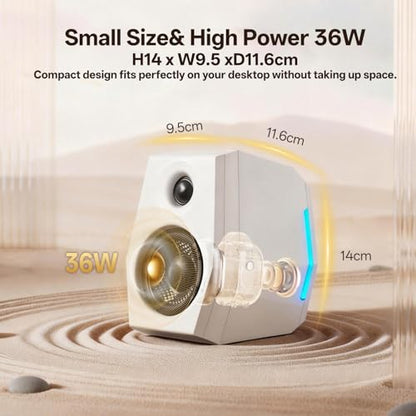 Sanyun SW209 36W 2.0 Gaming Speakers, Tactical Audio Map with 3 DSP Modes | Game/Movie/Music, 24bit DAC, USB-C/Bluetooth 5.2/AUX, 2.75" Glass Fiber Drivers & 18mm Silk Dome, RGB Lighting (Pair, White) - color: SW209 White
