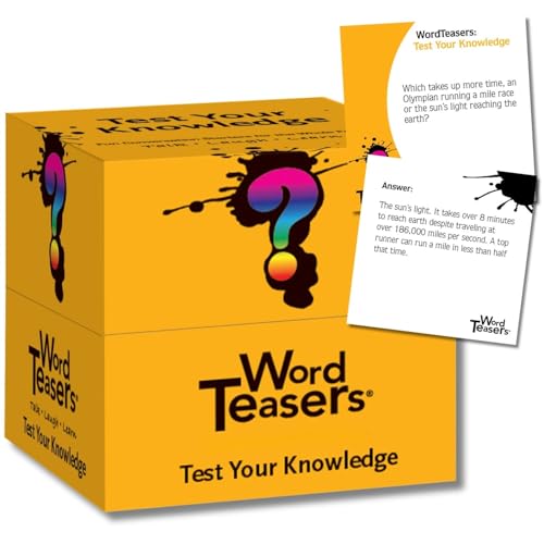 ? WORD TEASERS Test Your Knowledge - Random Knowledge Trivia Game for Adults & Kids - Fun & Interesting Trivia Card Game for Family Game Night - A Great Car Trivia Game - 150 Fun Fact Cards