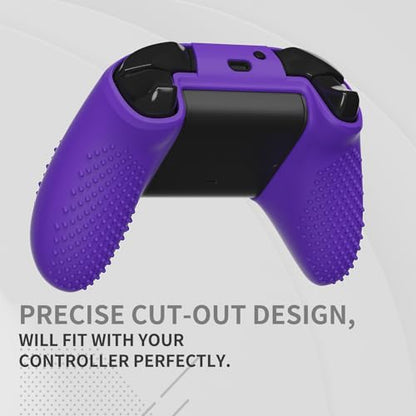 eXtremeRate PlayVital Soft Anti-Slip Purple Silicone Controller Cover Skins for Xbox One X/S Controller - Thumb Grips Caps Protective Case NOT Included - color: Purple