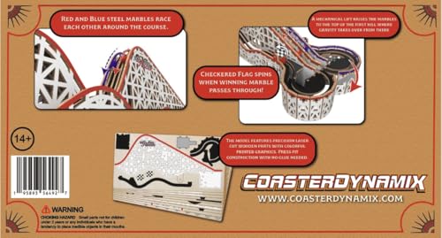 Coasterdynamix 3-D Snap-Together 대리석 롤러코스터 나무 모델 키트 - 성인 및 아동용 대리석 롤링 빌딩 퍼즐 키트, 직소 조립 프로젝트를 위한 장난감 퍼즐 및 미니 공예 장식 모델