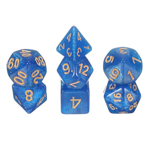 uxcell Polyhedral Dice Set, 7 Pcs Acrylic Dice for Role Playing Table Games Tabletop Gaming Accessories, Sparkling Light Blue - color: Sparkling Light Blue