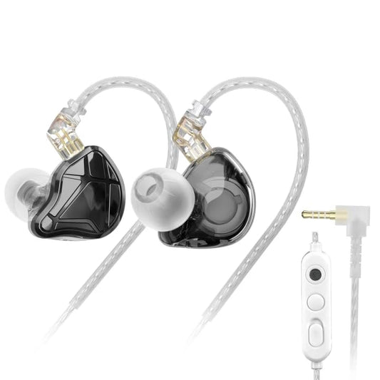KZ Axas in Ear Monitor | Noise Isolating Gaming IEMs with Mic, Low-Distortion Audio, FPS Co-Tuned, Detachable Cable Ear Buds(Black 3.5mm with MIC) - color: Black, style: 3.5 mm with Mic