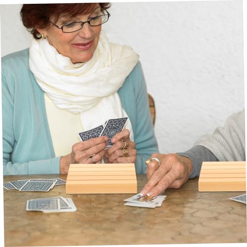 2pcs Wooden Card Holder Display Stand Simplistic Wooden Base for Game Cards and Smooth Design for Easy Use