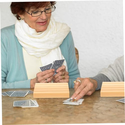 2pcs Wooden Card Holder Display Stand Simplistic Wooden Base for Game Cards and Smooth Design for Easy Use
