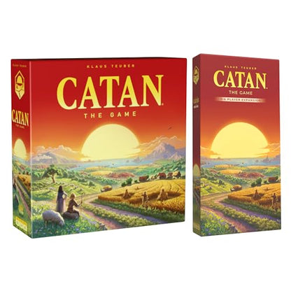 CATAN Board Game + 5-6 Player Expansion Bundle - Strategy Game for Families & Adults, Trade Build Settle, Extended Player Count Party Game, Ages 10+, 3-6 Players