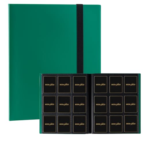 Card Binder 9 Pocket Storage 360 Card Binder,Trading Card Binder (Green) | Senior and Sturdy Side-Loading Album,Intended For YuGiOh,MTG, TCG,Game Cards & Baseball Card Binde - color: Green