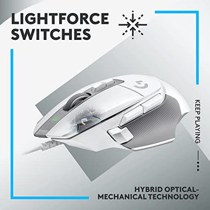 Logitech G502 X Wired Gaming Mouse - White | Optical Switches, 13 Buttons, Infinite Scroll, PC/MacOS Compatible - color: White, style: Wired