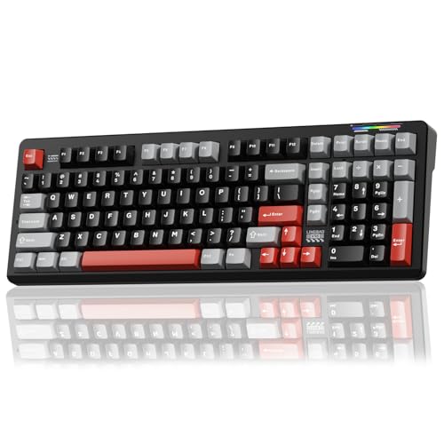 LINGBAO K98 Wireless Mechanical Gaming Keyboard, Tri-Mode BT5.0/2.4GHz/USB-C, Gasket Custom Hot-Swappable Linear Switches Creamy Keyboard with Number Pad, RGB Backlit Gaming Keyboard for PC Laptop - color: K98 | 5000mAh | Black