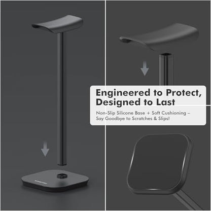 Headphone Stand, Desktop Headset Holder Heavy Base Desk Earphone Stand Aluminum Gaming Headset Hanger Rack for AirPods Max, AirPods, AirPods Pro, Sony, Beats, Bose, Razer and More(Black) - color: Black