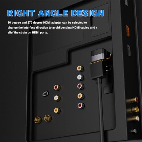 PANPEO 8K@60Hz Right Angle HDMI Adapter, 90 Degree and 270 Degree HDMI Adapter (2 Pack) - size: 2 Pack