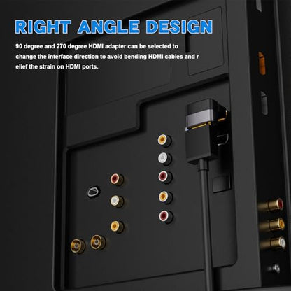 PANPEO 8K@60Hz Right Angle HDMI Adapter, 90 Degree and 270 Degree HDMI Adapter (2 Pack) - size: 2 Pack