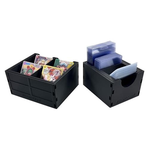 EnderToys TCG Rip Sort and Ship Station Sort Tray and Card Sleeve Slim Caddy - Modular Collectible Trading Card Organization, Storage and Prep System - color: Sort Tray and Card Sleeve Slim Caddy - Black