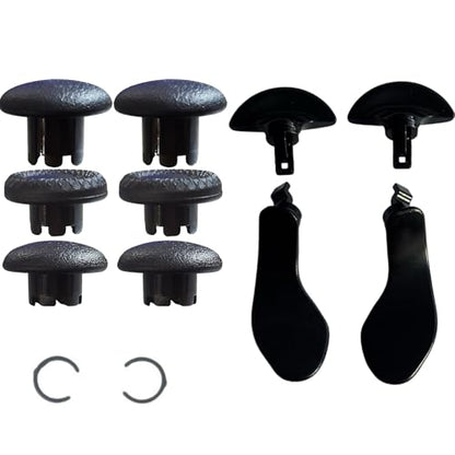 12 in 1 Interchangeable Thumbsticks & Metal Back Paddles Replacement Parts for PS5 DualSense Edge Controller, 6 Silicone Analog Joystick Caps, 4 Paddles Trigger Buttons,2 Base Rings (Black) - color: Black