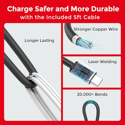 2-Pack Charger for Nintendo Switch 2-20V 3A 60W AC Adapter Fast Charging with 5ft USB C Cable - Compatible with Switch/OLED/Lite/Steam Deck - Support 4K TV Mode - Original Quality - size: 2Pack 5FT