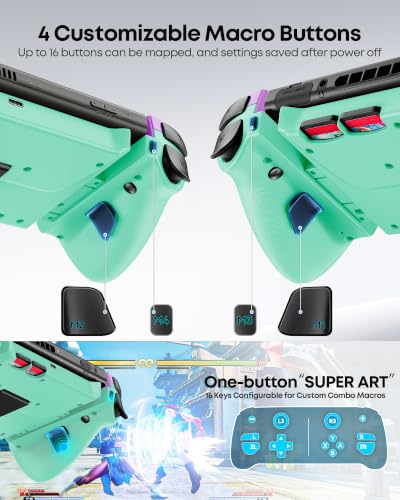 OIVO VGA DESIGN Switch Controller Handheld for 1/2/OLED, Ergonomic Grip Stretch Joypad for SW Console, Wireless Controller with TMR Joysticks, RGB Lighting, Turbo, 4 Macros & Card Slot - color: Purple & Green