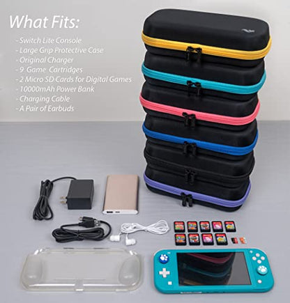 ButterFox Extra Large Carrying Case for Nintendo Switch Lite, Fits Charger, Compatible with JETech Protective Case and Most Grips, Game and Accessories Storage (BLACK) - color: BLACK
