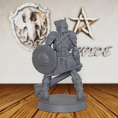 AUSPDICE Fantasy Tabletop RPG Miniature: Unpainted 28mm Skeleton Warrior for DND Campaigns, Customizable Undead Figure for Dungeon Encounters & Army Building-AS125