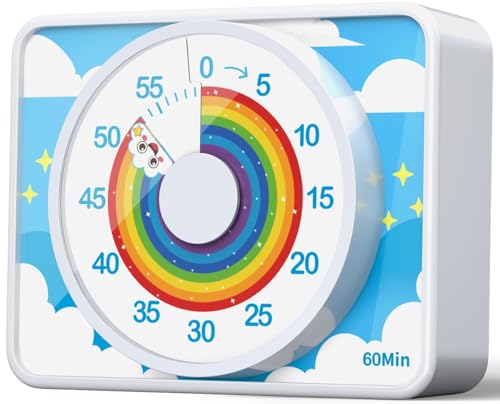 VOCOO Visual Timer for Kids - 60 Min Rainbow Countdown Clock for Classroom & ADHD - color: White