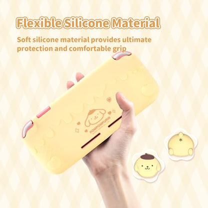 Kuitmor Switch Lite Protective Case,Soft Silicone Protective Shell,Anti-Scratch Protective Cover Case for Switch Lite with 2 Thumb Grip Caps（Yellow Pompompurin） - color: Yellow Pompompurin