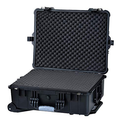 MEIJIA Portable Waterproof Protective Case, Hard Camera Case With Retractable Pull Handle And Rolling Wheels, Customizable Fit Foam Inserted, Elegant Black, 24.25 X19.41 X9.76 inche - size: 24.25 X19.41 X9.76 inches