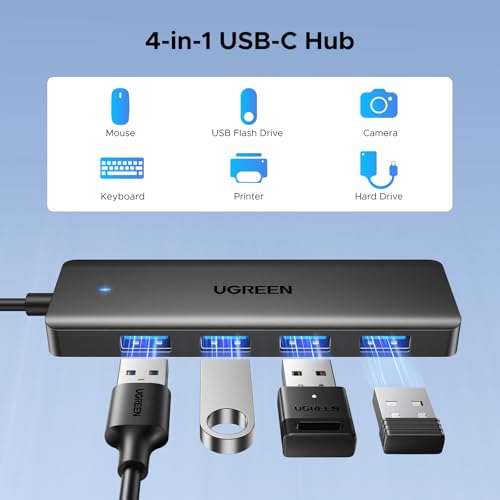 UGREEN USB C Hub, 4 Ports USB A Splitter Ultra-Slim USB Expander for Mouse, Keyboard, Flash Drive, U Disk, Printer Compatible with Laptop, Desktop PC, Xbox, PS5, and More 2FT - size: 2FT, style: USB-C