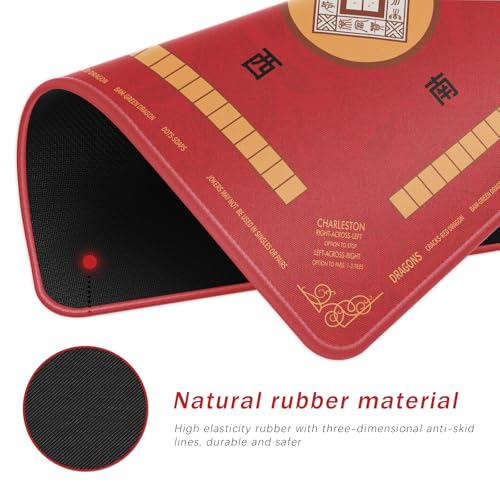 2F22E Mahjong Mat with Rules Card, Noise Reduction Non-Slip Mahjong Mat for Table Board Games Table Mat, Card Games, Tile Games, Dominoes (Red) - color: Red
