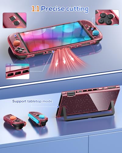 FYOUNG Protective Case for Nintendo Switch 2 2025, Slim Cute Hard Shell | Scratch&Shock Protection Cover with Screen Protector, 8 Thumb Grip(Translucent Pink, Switch 2 7.9inch) - color: Translucent Pink