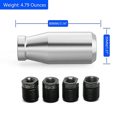 Silver 5 Speed Weighted Manual Automatic Gear Shifter Shift Knobs Lever with 4 Metal Adapters Fit Compatible with Manual Cars Most Automatic Cars - color: AAW-Y-04-02
