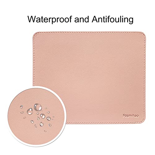 Leather Mouse Pad - Wood Mouse Pad, Double Side Mouse Pad with Stitched Edge, Waterproof Ultra Thin Mouse Pad for Computers, Laptop, Office & Home, 10.2 x 8.3 Inch, 1 Pack (Pink) - color: Pink