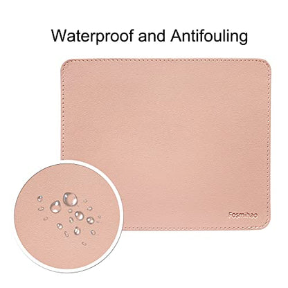 Leather Mouse Pad - Wood Mouse Pad, Double Side Mouse Pad with Stitched Edge, Waterproof Ultra Thin Mouse Pad for Computers, Laptop, Office & Home, 10.2 x 8.3 Inch, 1 Pack (Pink) - color: Pink