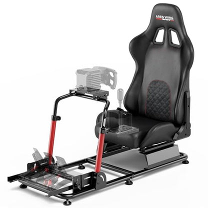 ARES WING Sim Racing Cockpit with Seat - Universal Cockpit Stand | Compatible with Fanatec, Thrustmaster, Logitech & Moza, for PS5, PS4, Xbox and PC, Not Included Wheel,Pedals & Shifter
