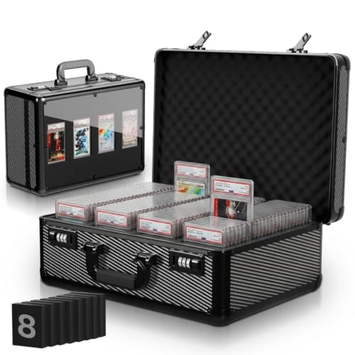 VALUN Carbon Fiber 160+ Graded Card Storage Box With Display Window; Durable Sports, PSA Card Storage Box - Organizer Slab for Your Collection - For Baseball, Football, TCG, MTG Cards - Slab Case - color: Carbon Fiber, size: Display Window 160 Slabs