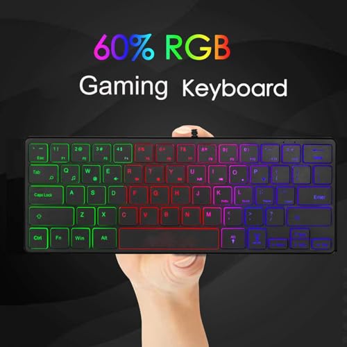 RGB Backlit Gaming Keyboard, Compact Small Keyboard for PC Laptop with Quiet, Ergonomic Design Plug and Play