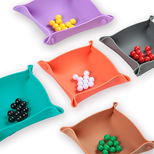 Collapsible Board Game Storage Bowls, Portable Folding Tray Accessory Holds Tabletop Bits, Components, Pieces, Dices for Classic & Modern Gaming, RPG Roleplaying (Macoron Color) - color: Macoron Color