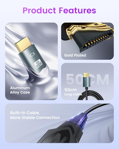 NEWCARE 4K HDMI Cable Splitter 1 in 2 Out with 1.6Ft Fixed HDMI 2.0 Cable-Mirror Display, One Male to Dual Female Support HDTV, LCD, TV, 1080P 3D, Support Two Same Size TVs at The Same Time
