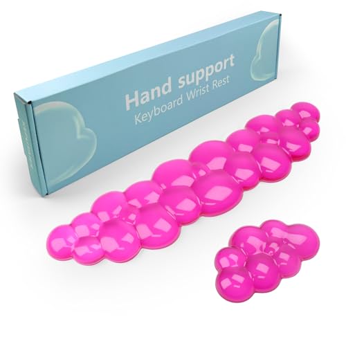 Gel Cloud Keyboard and Mouse Wrist Rest, Cute Wrist Support and Arm Support Keyboard Rest for Keyboard and Mouse Typing Pain Relief，Suitable for Office/Computer/Laptop/Gaming (Transparent Red) - color: Cloud Transparent Red Set