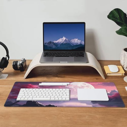 Watercolor Japanese Large Gaming Mouse Pad,Japanese Mouse Pad 31.5 x 11.8 in Mat Desk Pad,Large Desk Mat,Extended Keyboard Mousepad with Non-Slip Base and Stitched Edge for Desk Home Office - color: Cherry Blossom1
