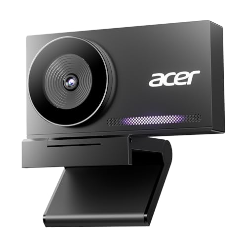 Acer 4K Webcam for PC/Mac with All-Metal Unibody Sculpted, Sony 1/2" Sensor, PDAF, 2 Noise Reduction Mics, Privacy Cover, Lightweight, Fast Cooling, Streaming Camera for Live Meeting Commerce Gaming