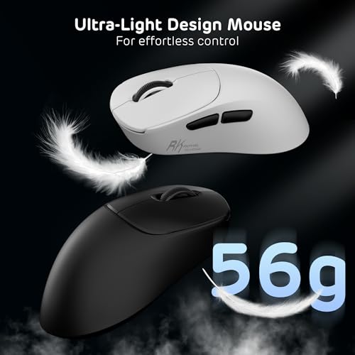 RK ROYAL KLUDGE MG5 8K Wireless Gaming Mouse 42000 DPI PAW3950 Sensor | 56g Lightweight Ergonomic Computer Mouse, Dual 8000Hz Polling Rate, 2.4GHz/BT/USB-C, Gaming Accessories for PC/Laptop/Mac - color: Black