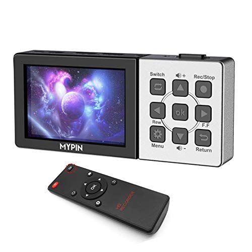 1080P@60fps Capture Card with 3.5 Inch LCD and Remote Control, HDMI Video Recorder for PS4, Xbox One,LiveTV,DVR, Support Playback/Schedule Recording/Mic in(Without PC) | HDMI Video Recorder for PS4, Xbox One,LiveTV,DVR, Support Playback/Schedule Recording
